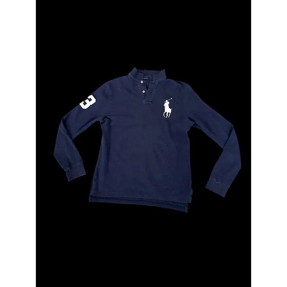 Vintage 90's Polo Big Horse Long Sleeve Shirt‎ Sz Small/Medium Navy Custom Fit